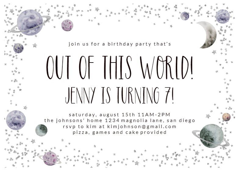 Planets - birthday invitation