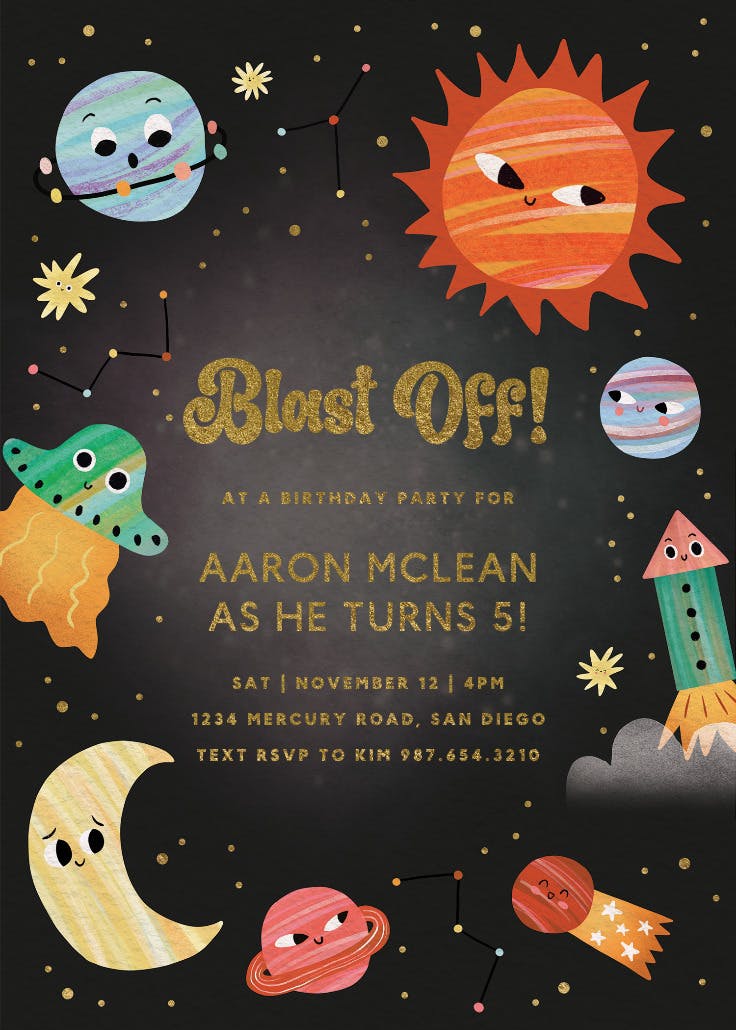 Playful planets - printable party invitation