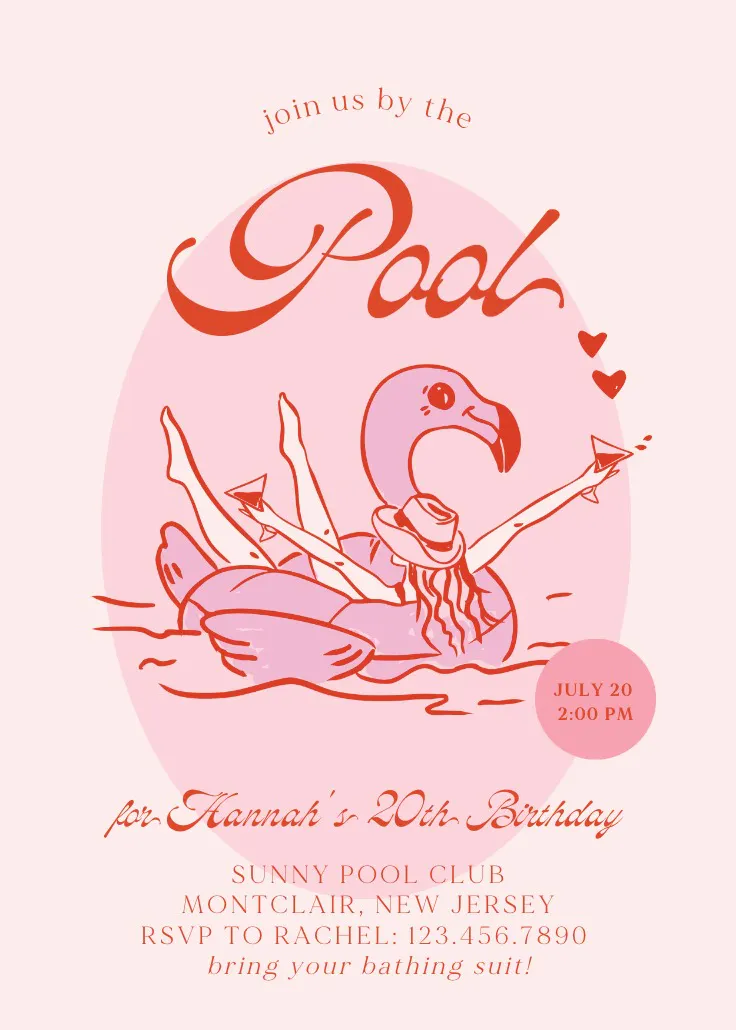 Poolside party - convite de festa para imprimir