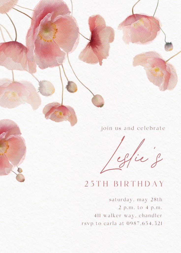 Poppy petals - invitación para todos los días