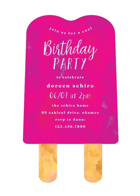 Popsicle -  invitación para fiesta