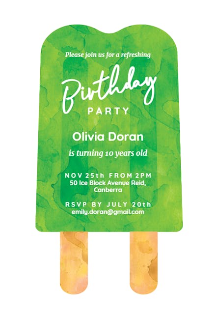 Popsicle - Pool Party Invitation