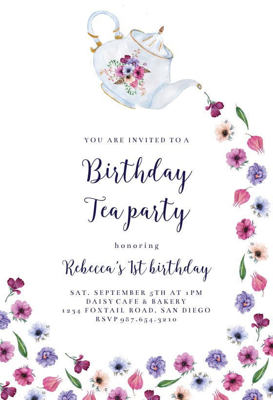 Pouring Tea - Birthday Invitation Template | Greetings Island