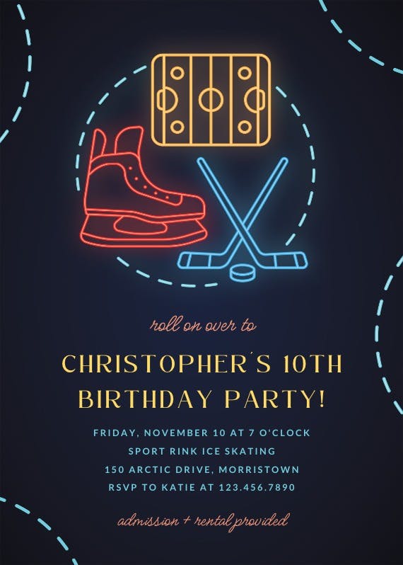 Power play hockey - party invitation