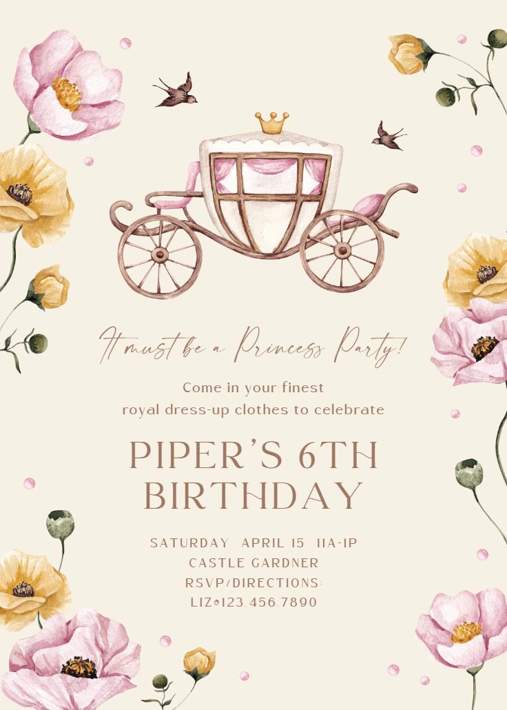 Princes Invitation Free Printable