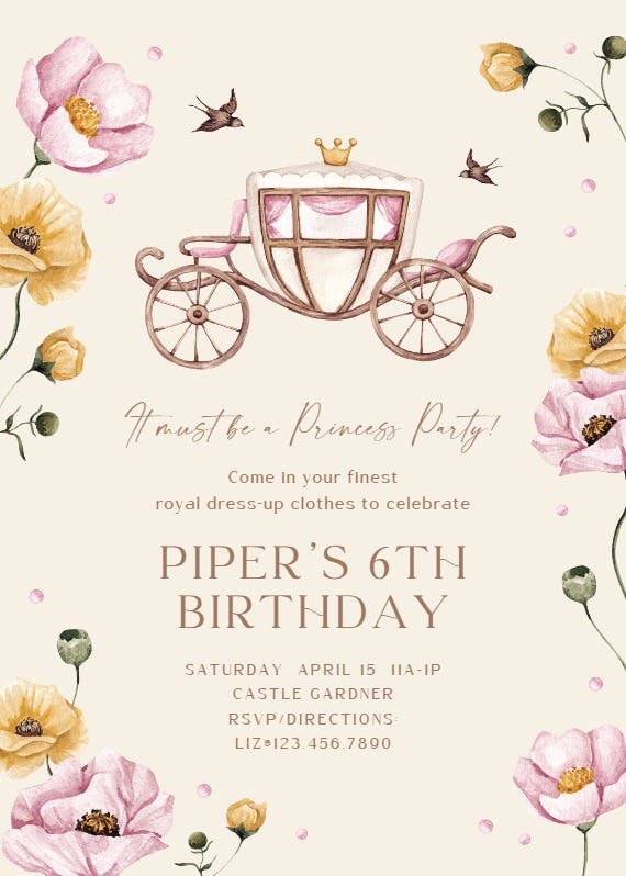 Pretty princess - invitación de fiesta