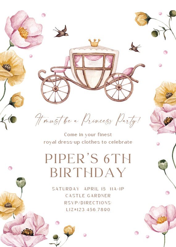 Pretty princess -  invitación de cumpleaños