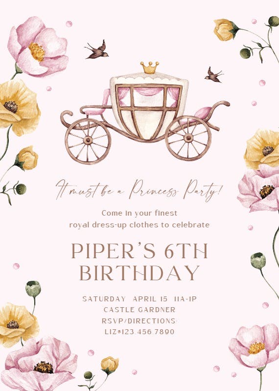 Pretty princess -  invitación de cumpleaños