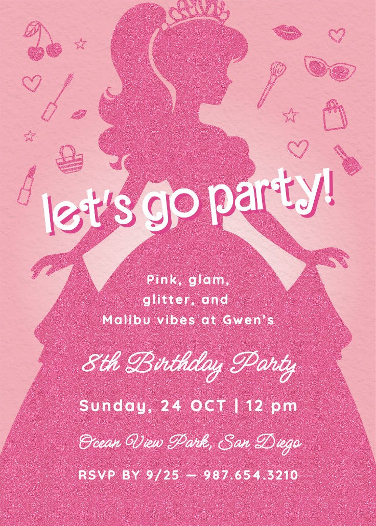 Princess glam - printable party invitation