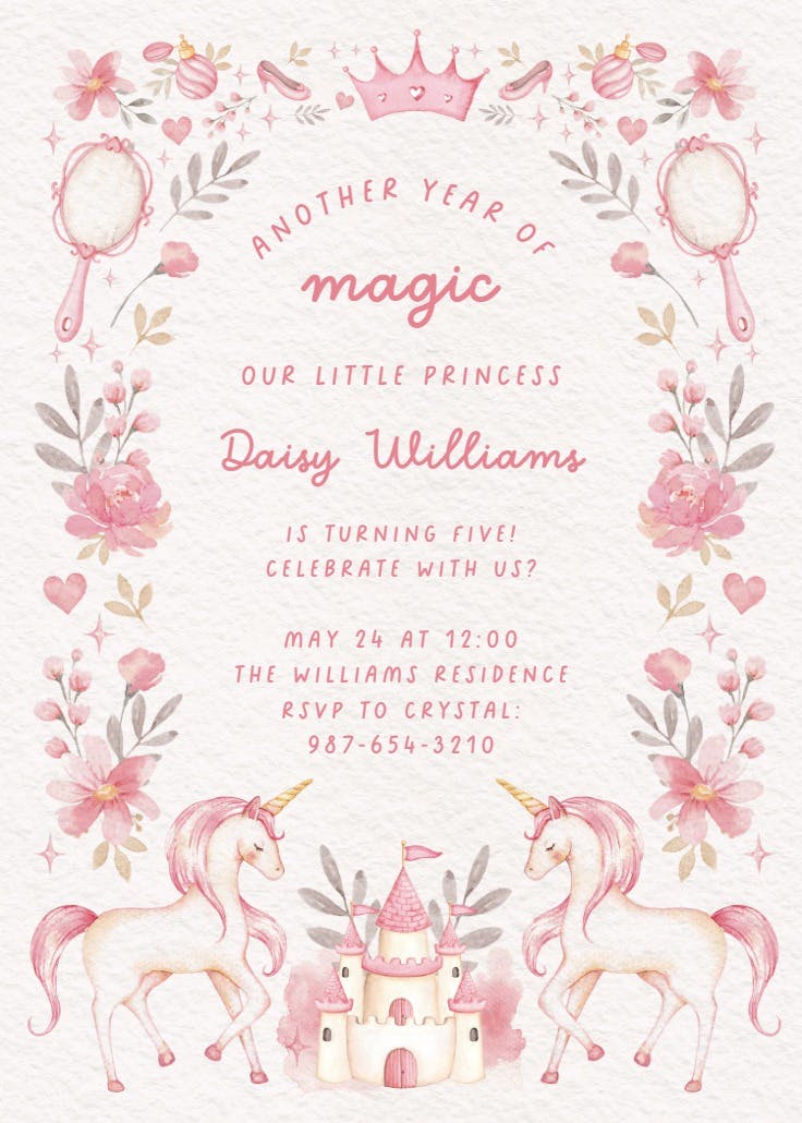 Princess in pink - invitación para fiesta