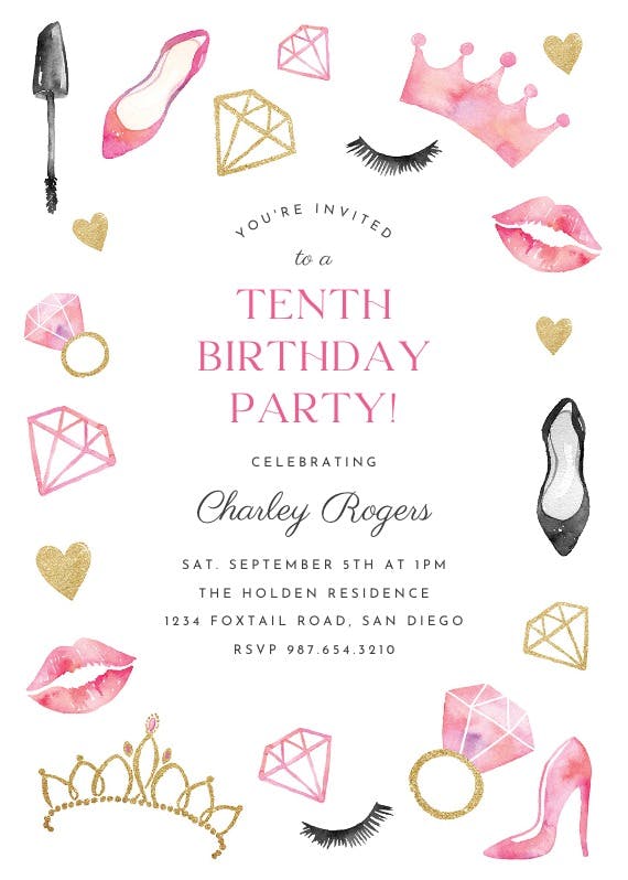 Princess makeup - birthday invitation