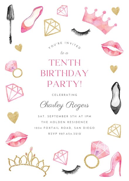 Princess makeup - birthday invitation