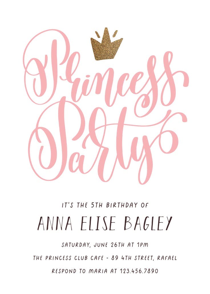 Princess party - invitación de fiesta