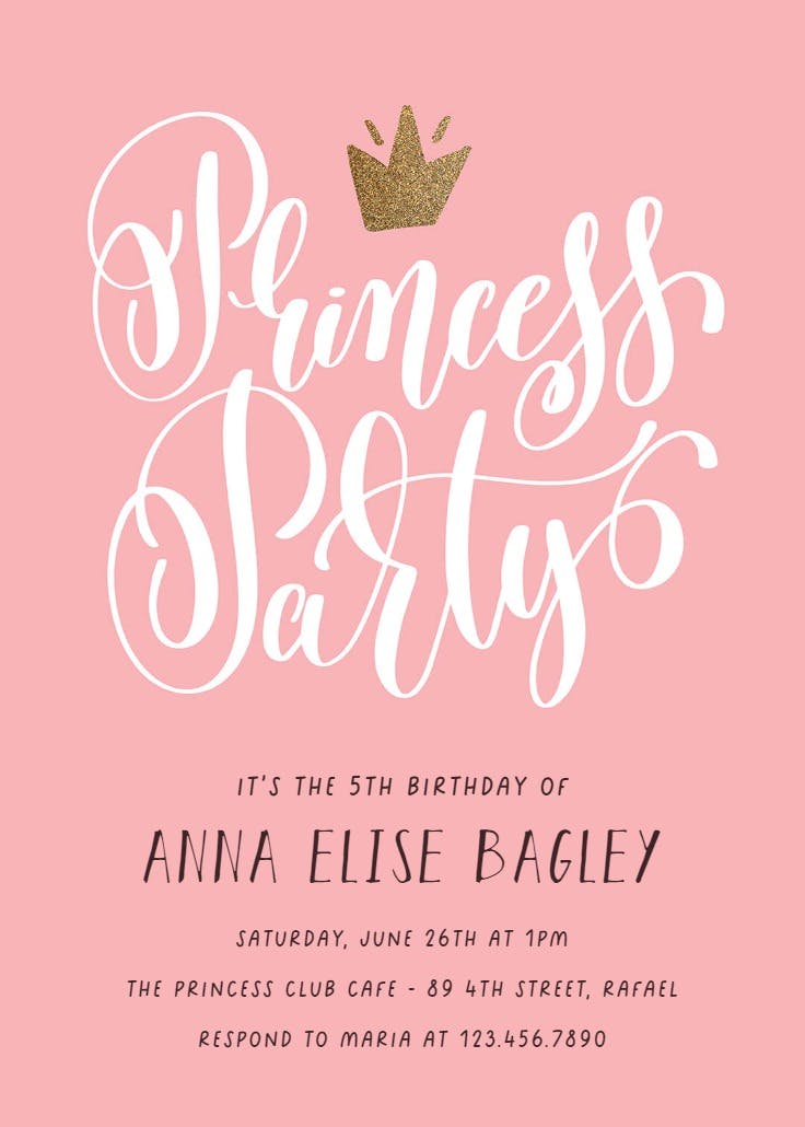 Princess party - invitación para todos los días