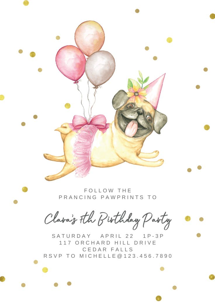 Pug paradise - birthday invitation