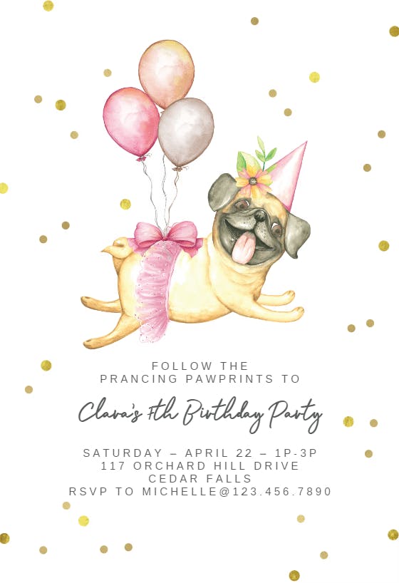 Pug paradise - birthday invitation