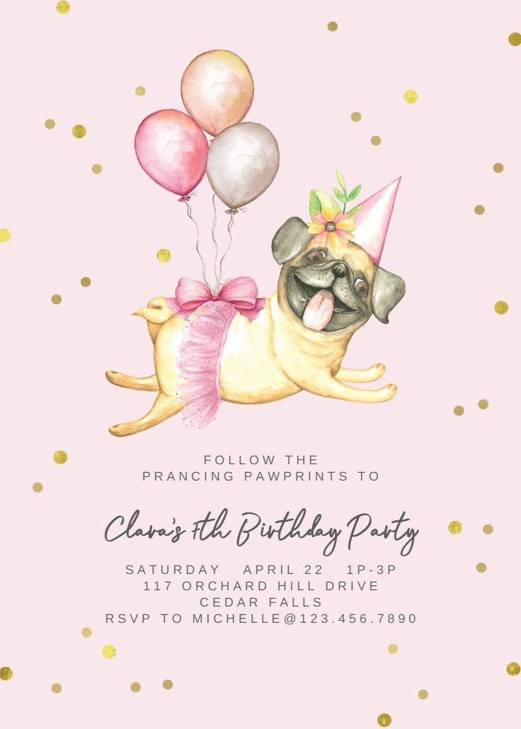 Pug paradise - invitación para fiesta