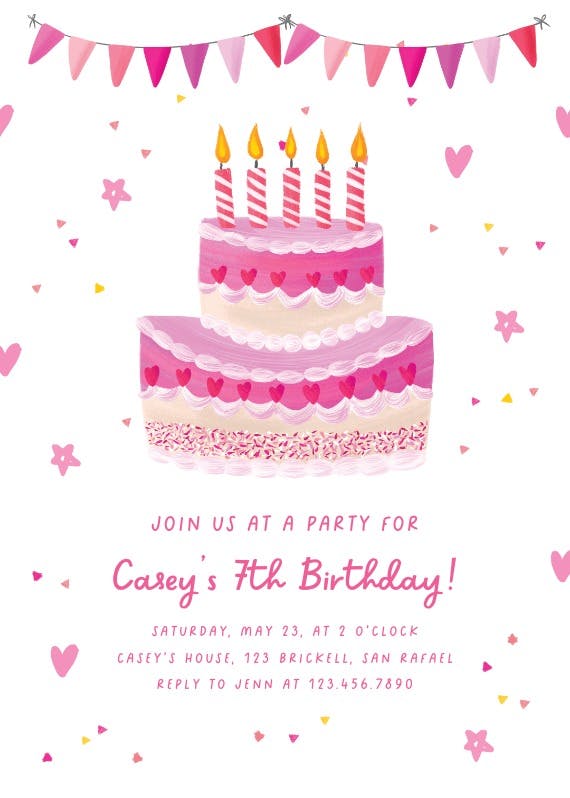 Punch pop cake - birthday invitation