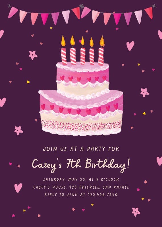 Punch pop cake - birthday invitation