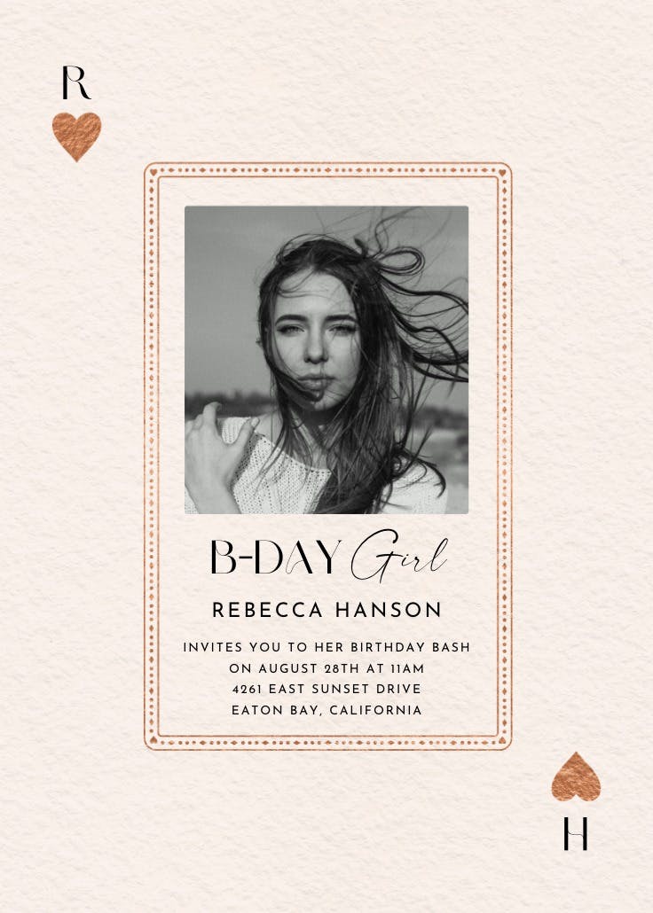 Queen of the hearts photo - invitation