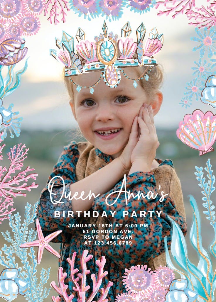 Queen of the sea - printable party invitation