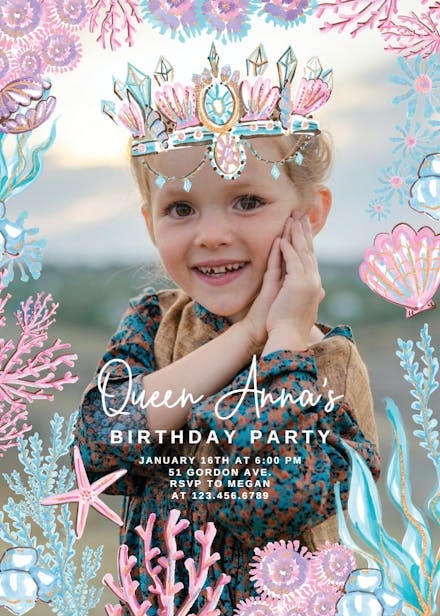 Queen of the sea - birthday invitation