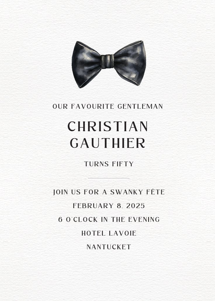 Quite the gentleman - invitación de fiesta