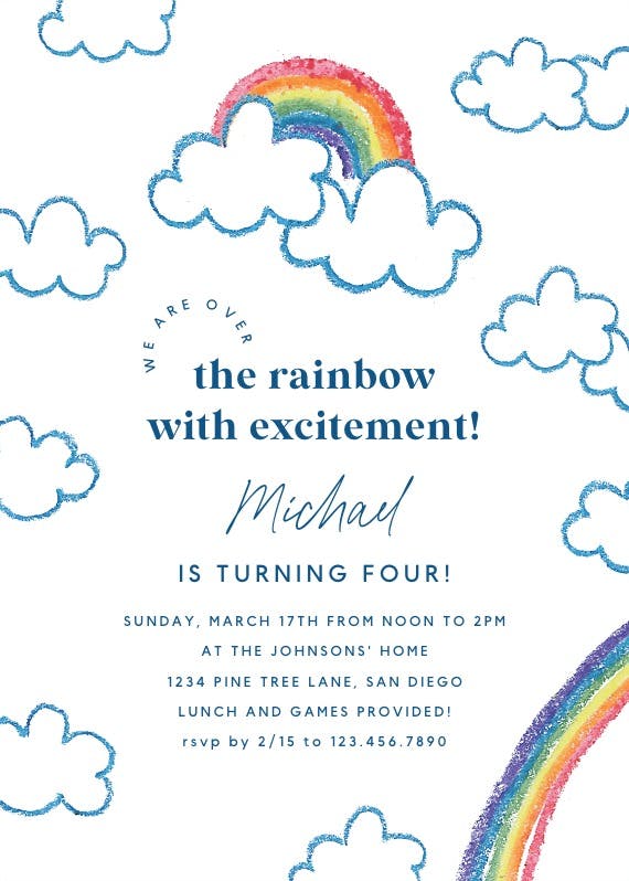 Rainbow - birthday invitation