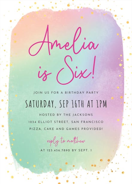 Rainbow ombre - birthday invitation