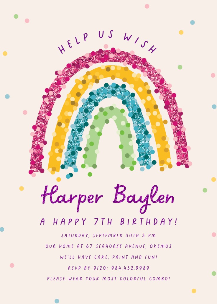 Rainbow Riot - Birthday Invitation Template | Greetings Island