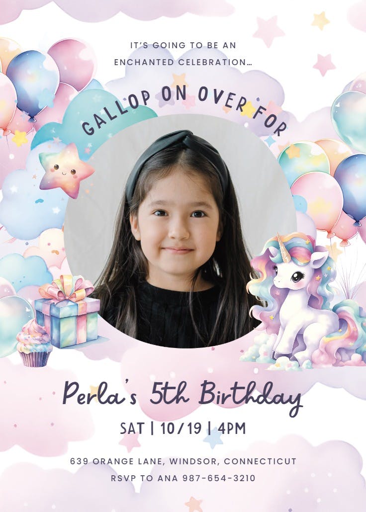 Rainbows and magic photo - birthday invitation