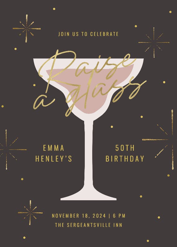 Raise a glass - birthday invitation
