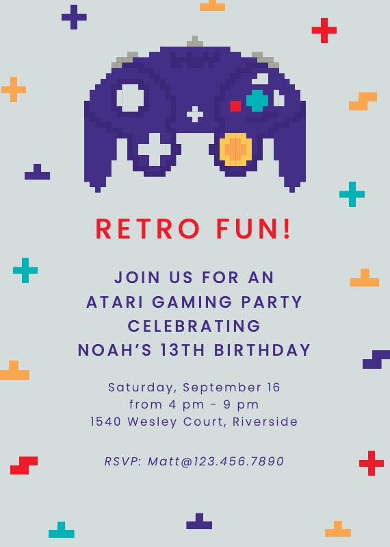 Ready player one - printable party invitation