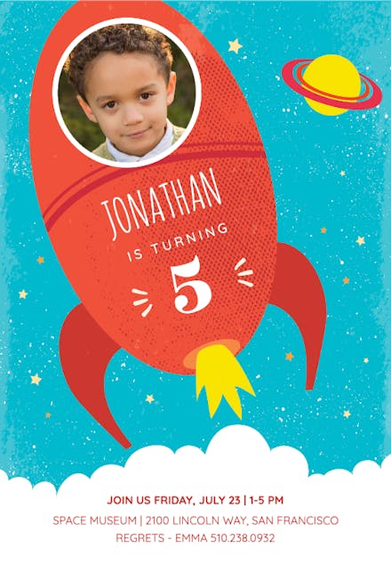 Rocket Birthday Invitation Template Free Greetings Island