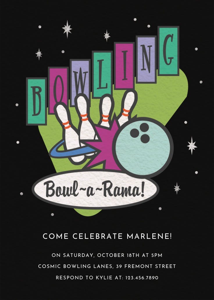 Retro bowling alley - printable party invitation