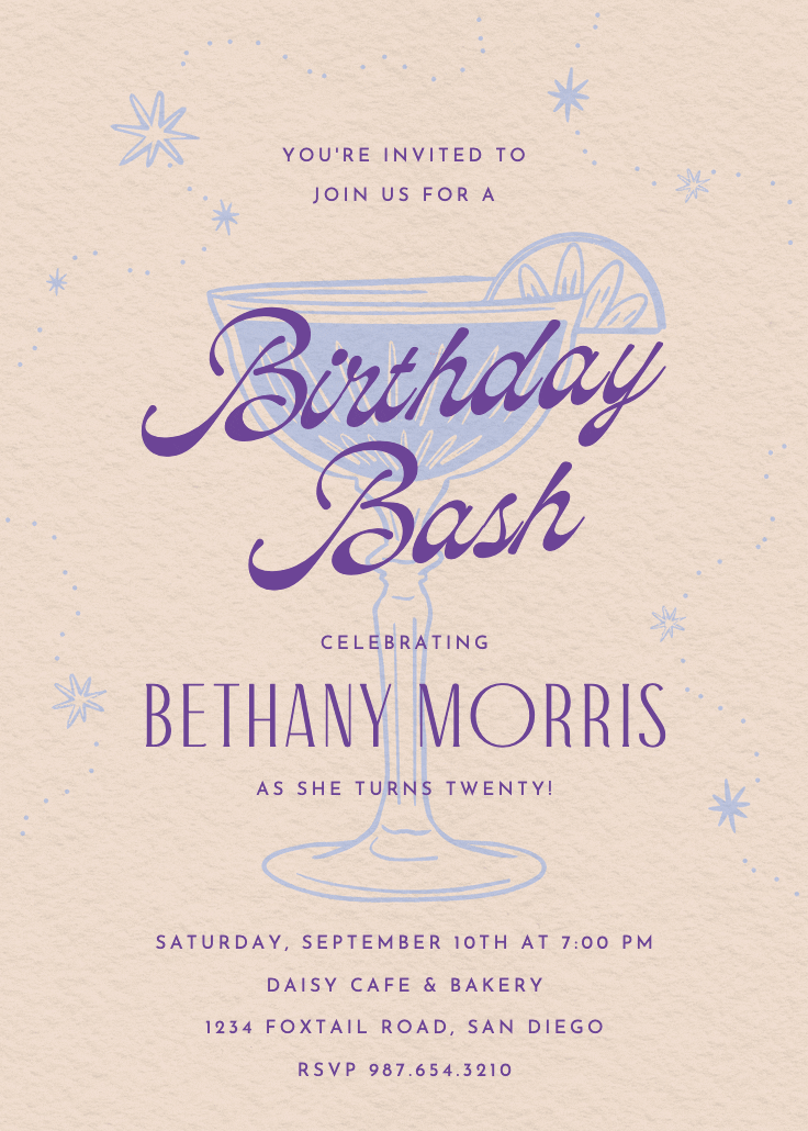 Retro drinks - birthday invitation