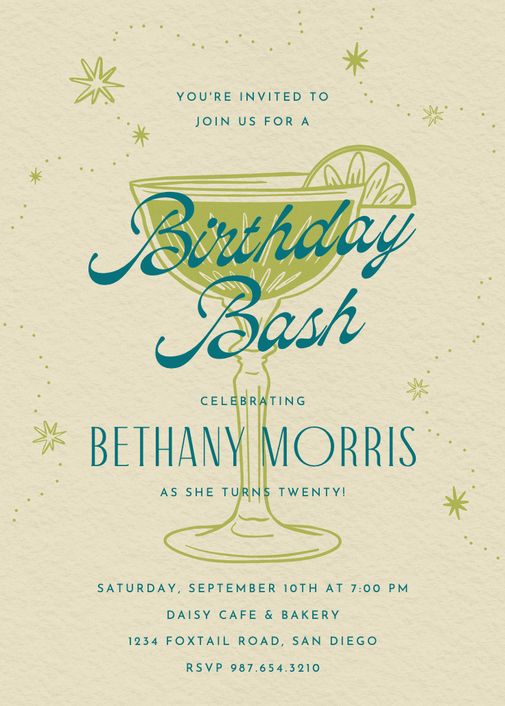 Retro drinks - birthday invitation