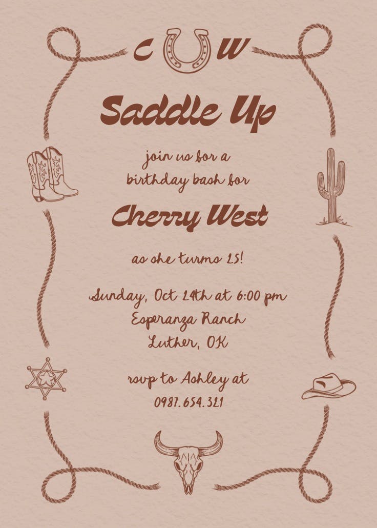 Retro ranch - invitación de fiesta