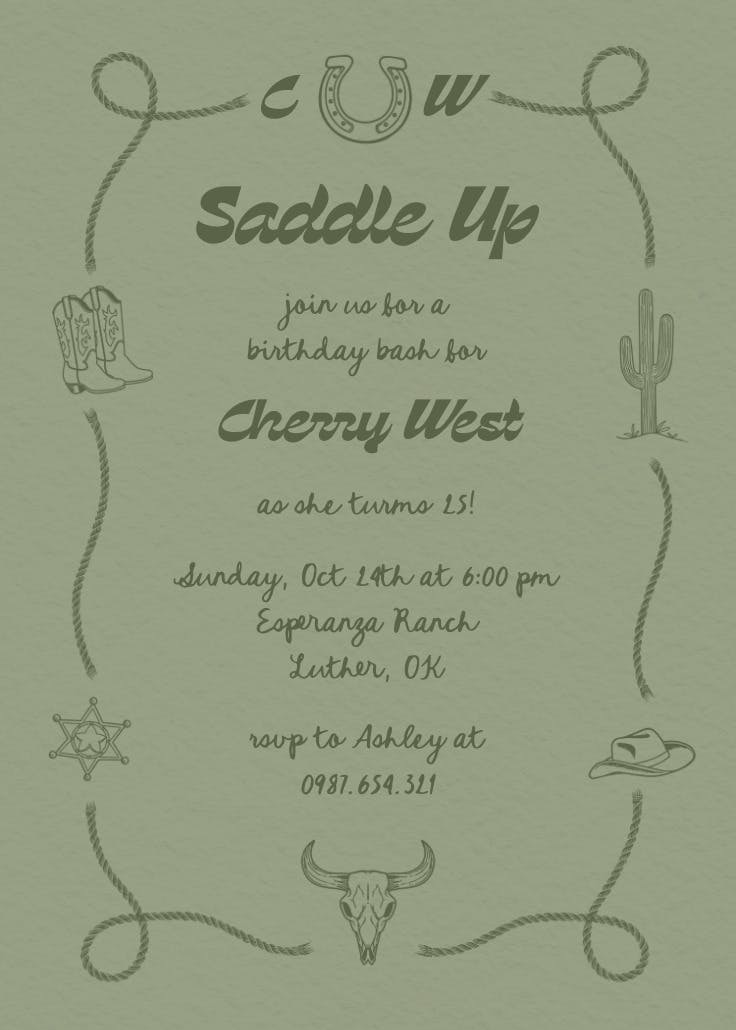 Retro ranch - invitación de fiesta