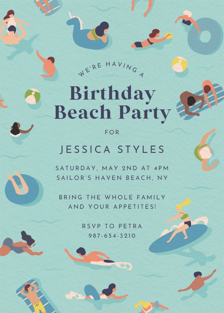 Ride the tide - printable party invitation