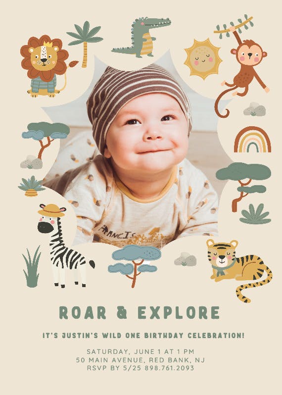 Roar & explore - party invitation