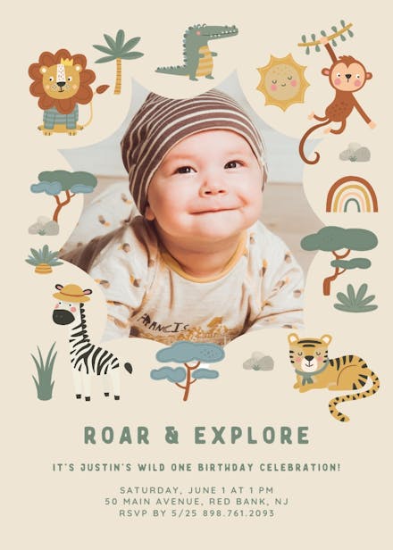 Roar & explore - birthday invitation