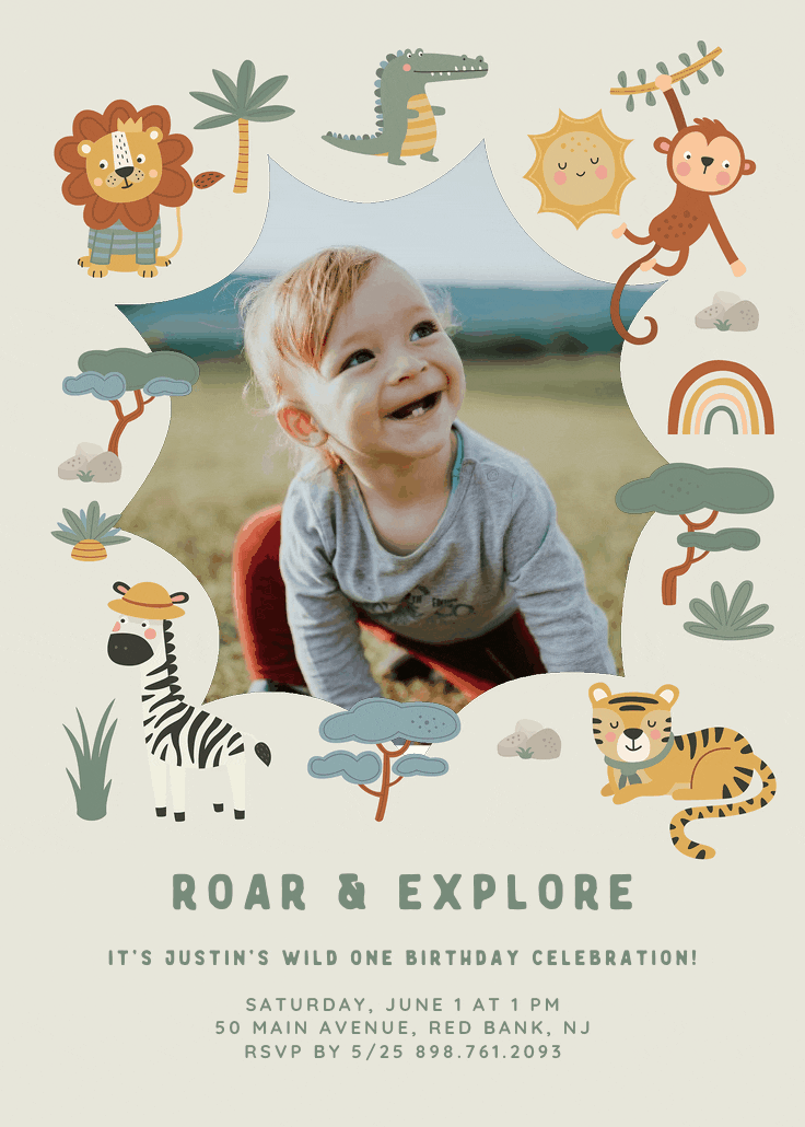 Roar & explore - printable party invitation