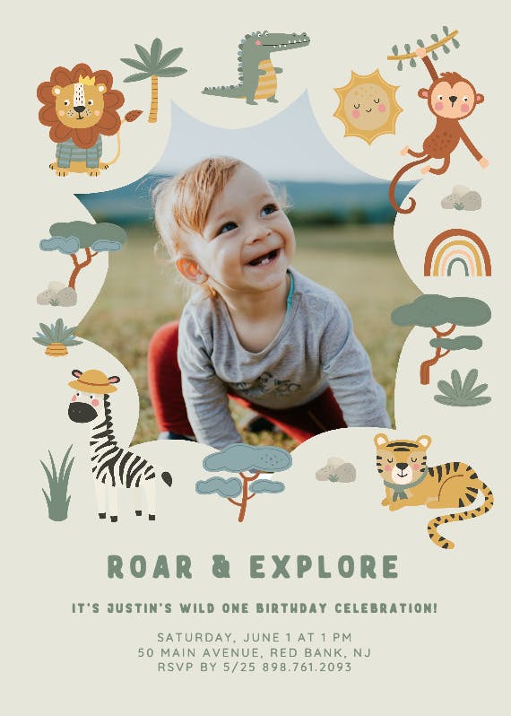 Roar & explore -  invitación de cumpleaños