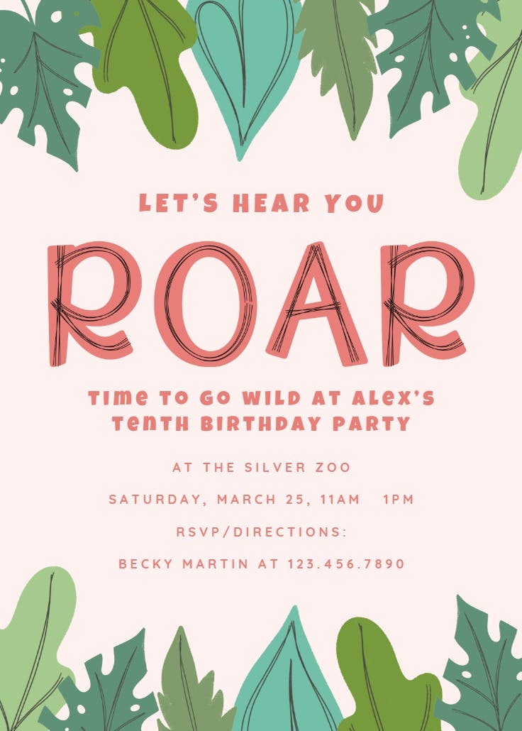 Roar from jungle -  invitación de cumpleaños