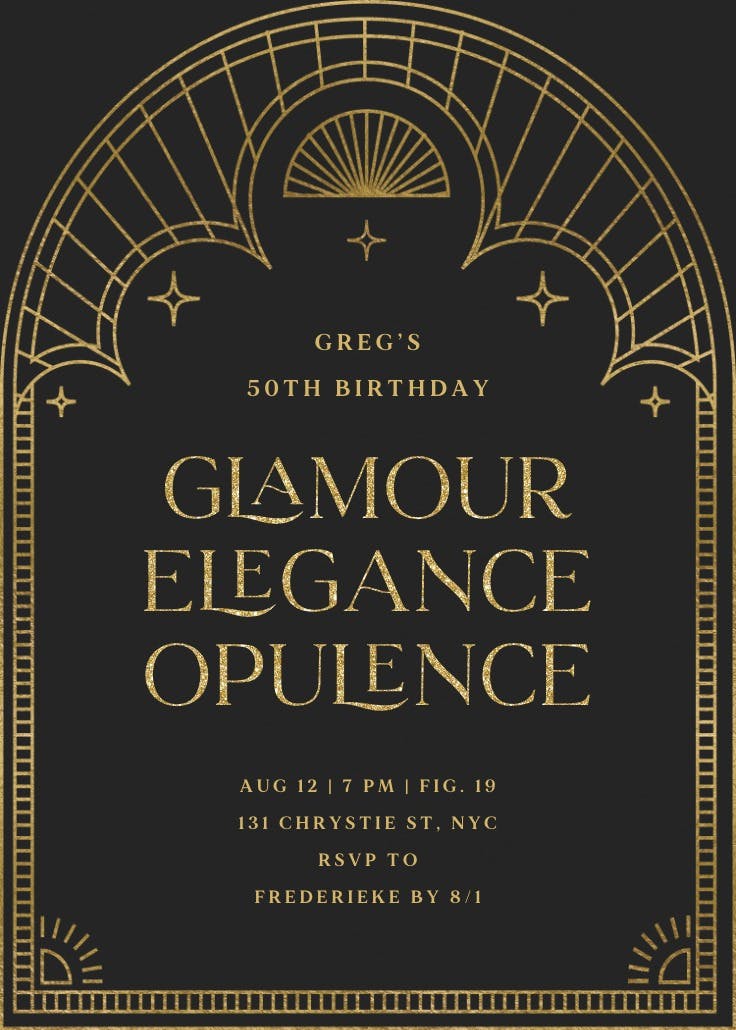 Roaring 50s - invitación de cumpleaños