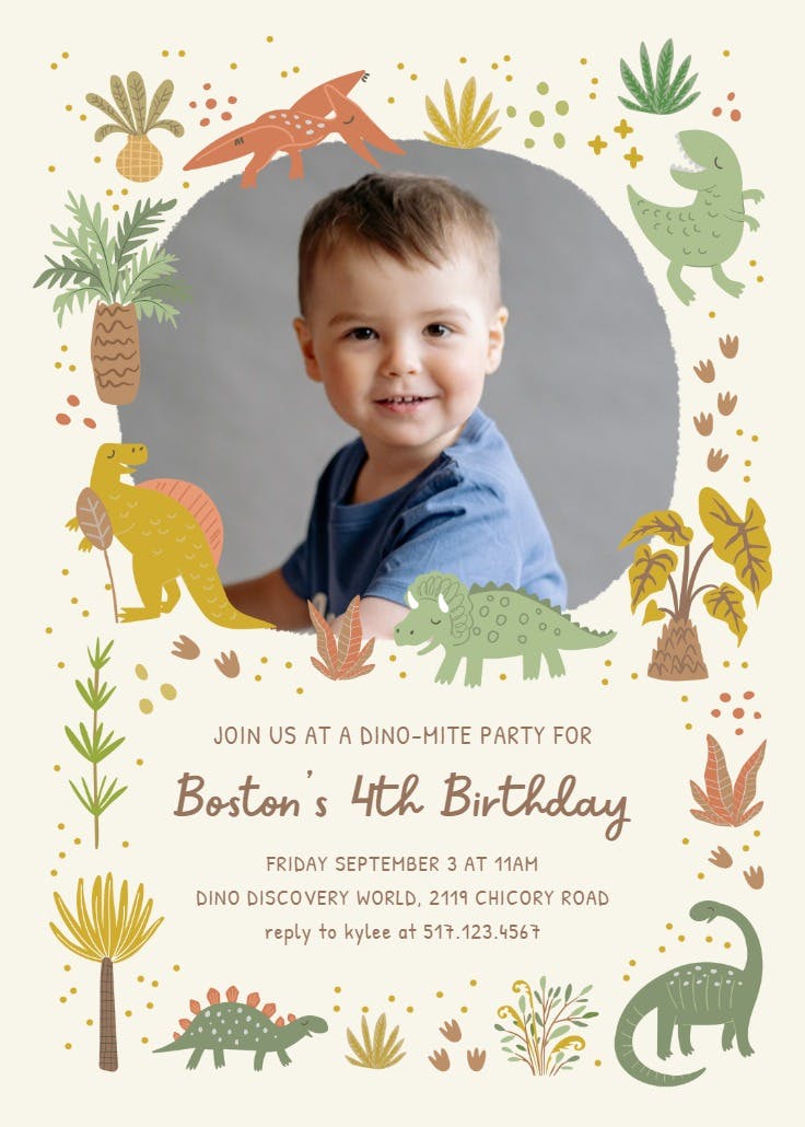 Roarsome roundup frame -  invitación de fiesta de cumpleaños con foto