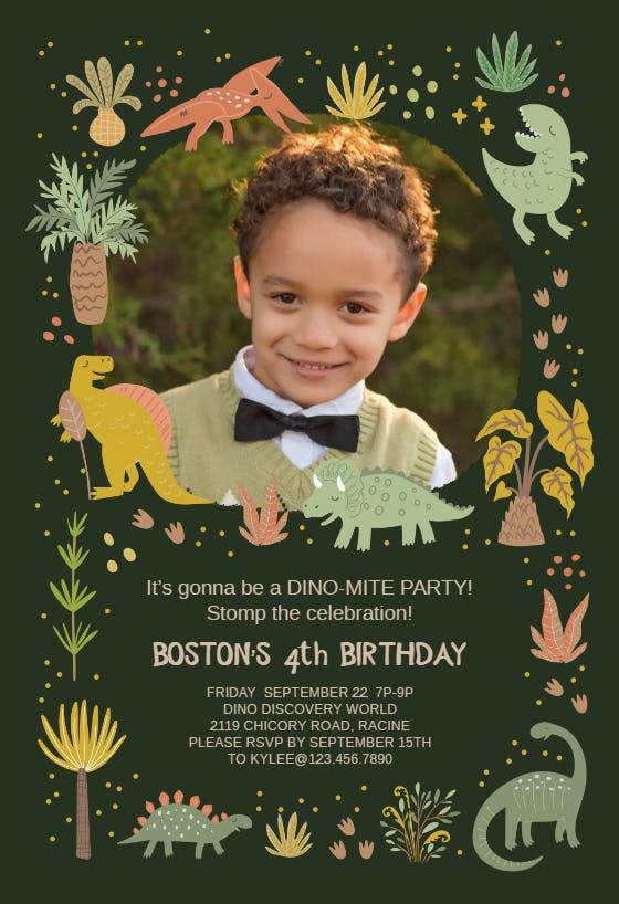 Roarsome Roundup Frame Birthday Invitation Template Greetings Island