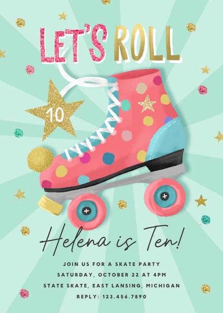 Roller skating - sports & games invitation