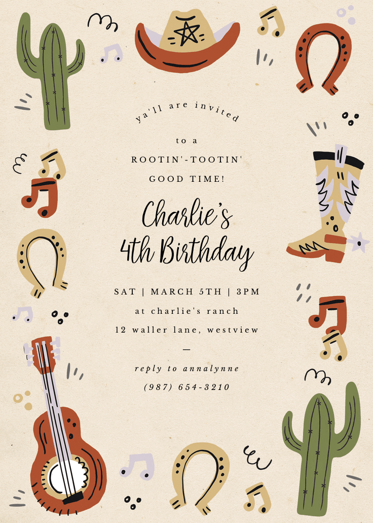 Rootin tootin birthday - printable party invitation
